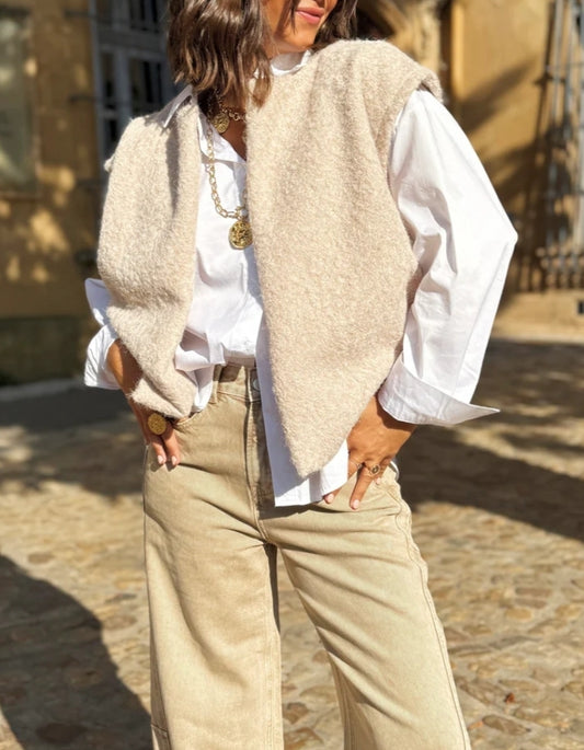Veste sans manches beige