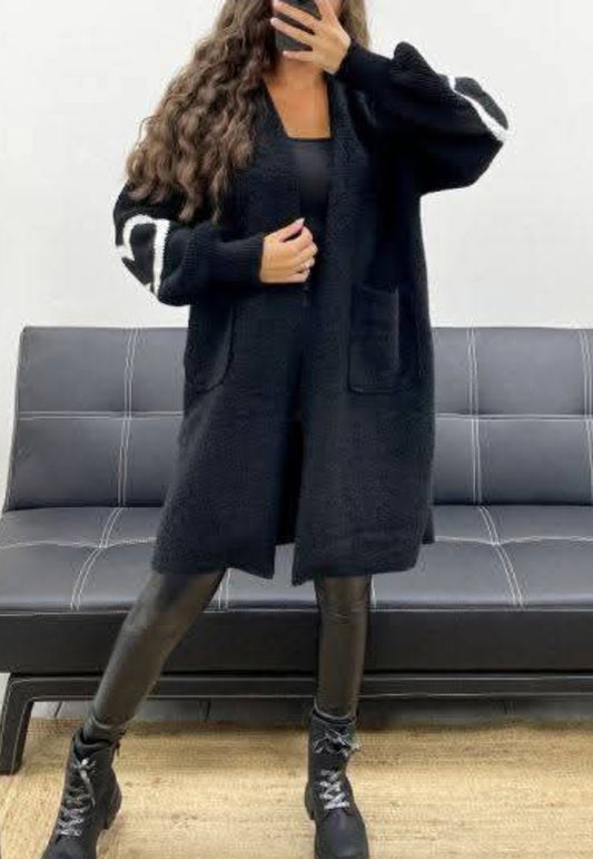 Manteau bi-matière noir