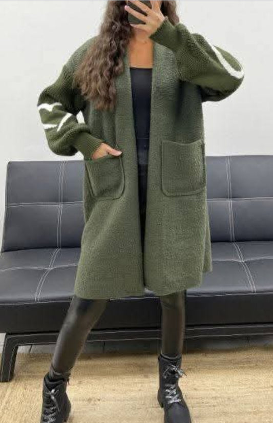 Manteau bi-matière kaki