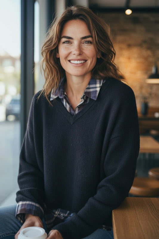 LCF- Ensemble chemise carreaux  et pull col V - H&M - Taille M