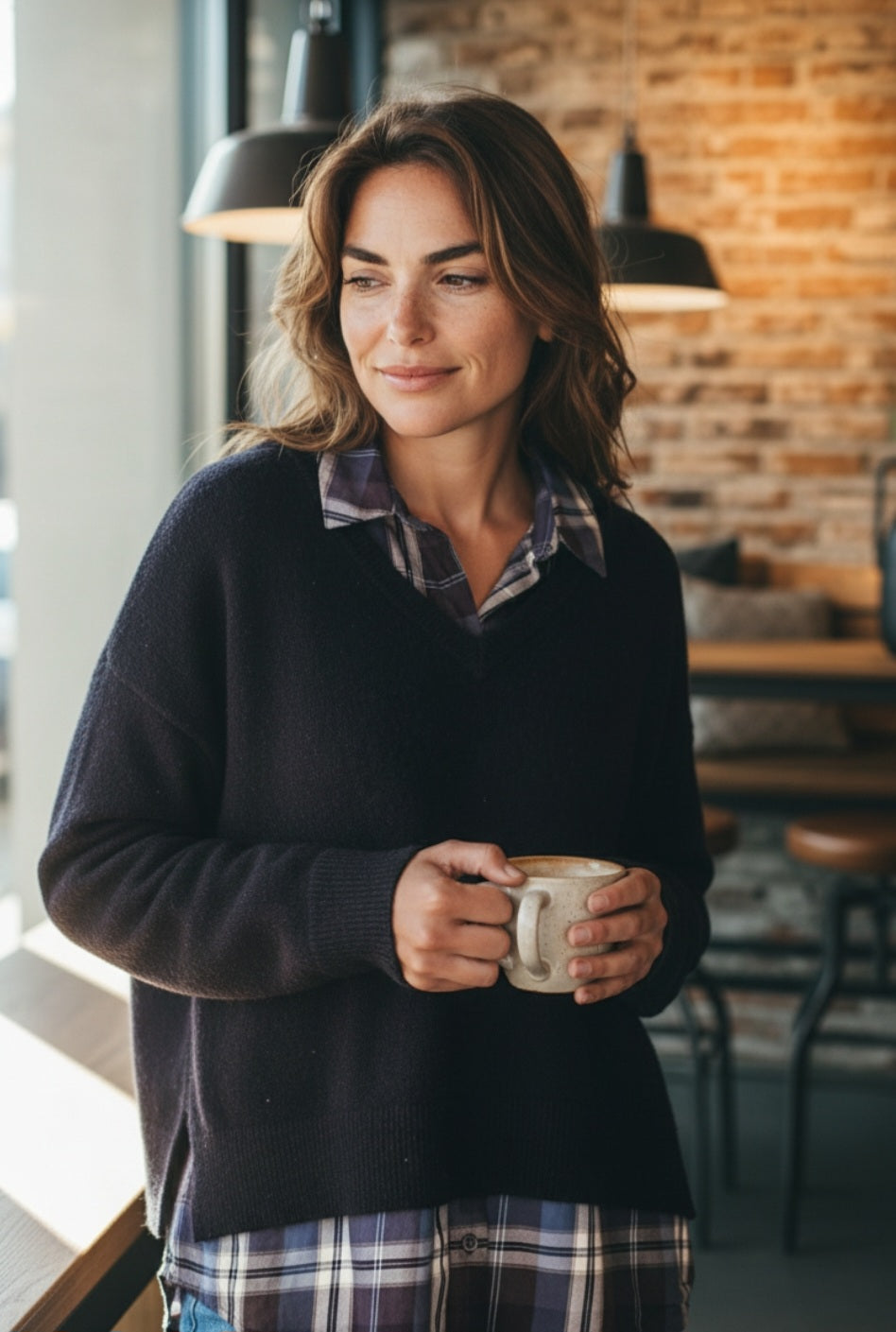 LCF- Ensemble chemise carreaux  et pull col V - H&M - Taille M